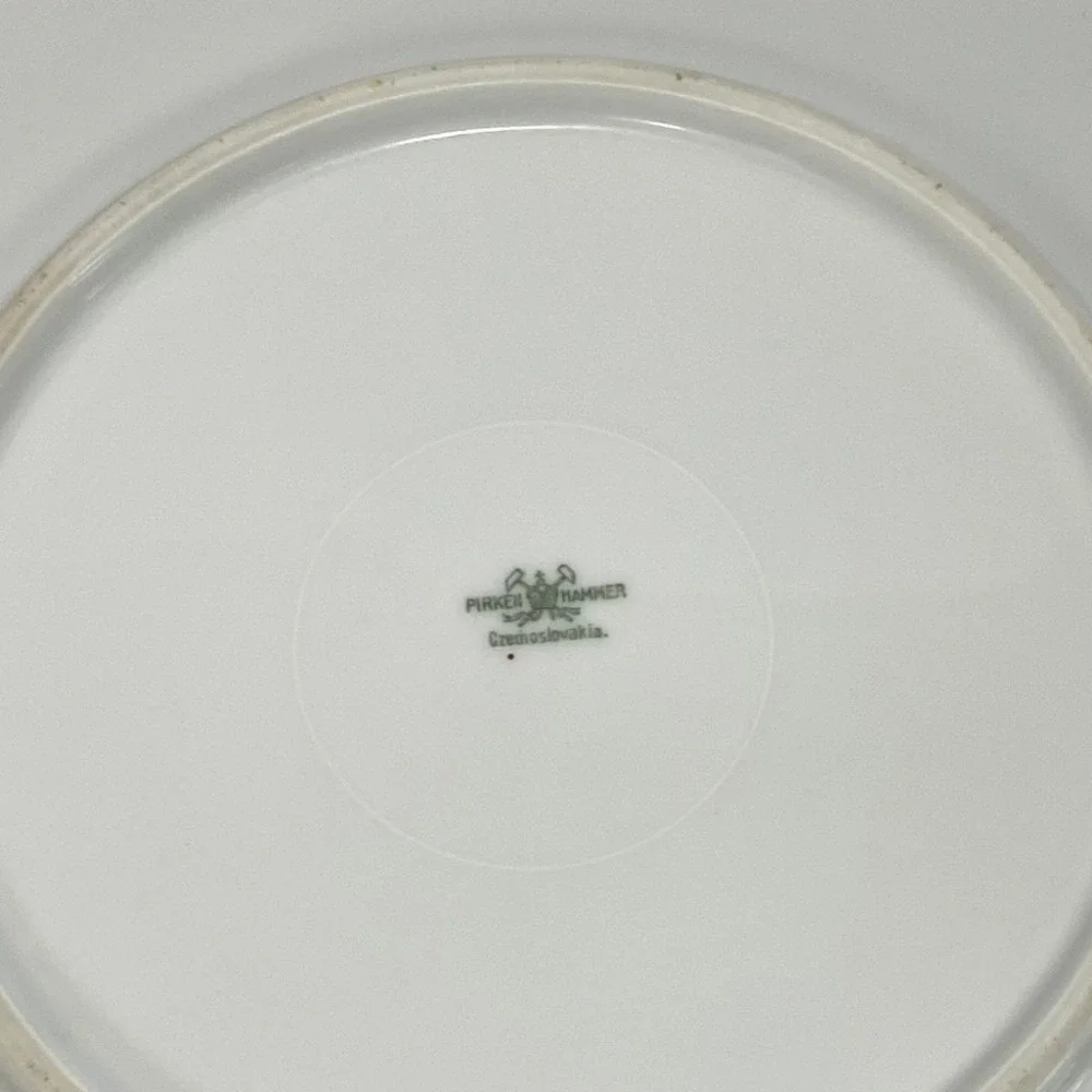 Pirken Hammer Czechoslovakia Dinner Plate Set 5 Floral Gold Porcelain 10882